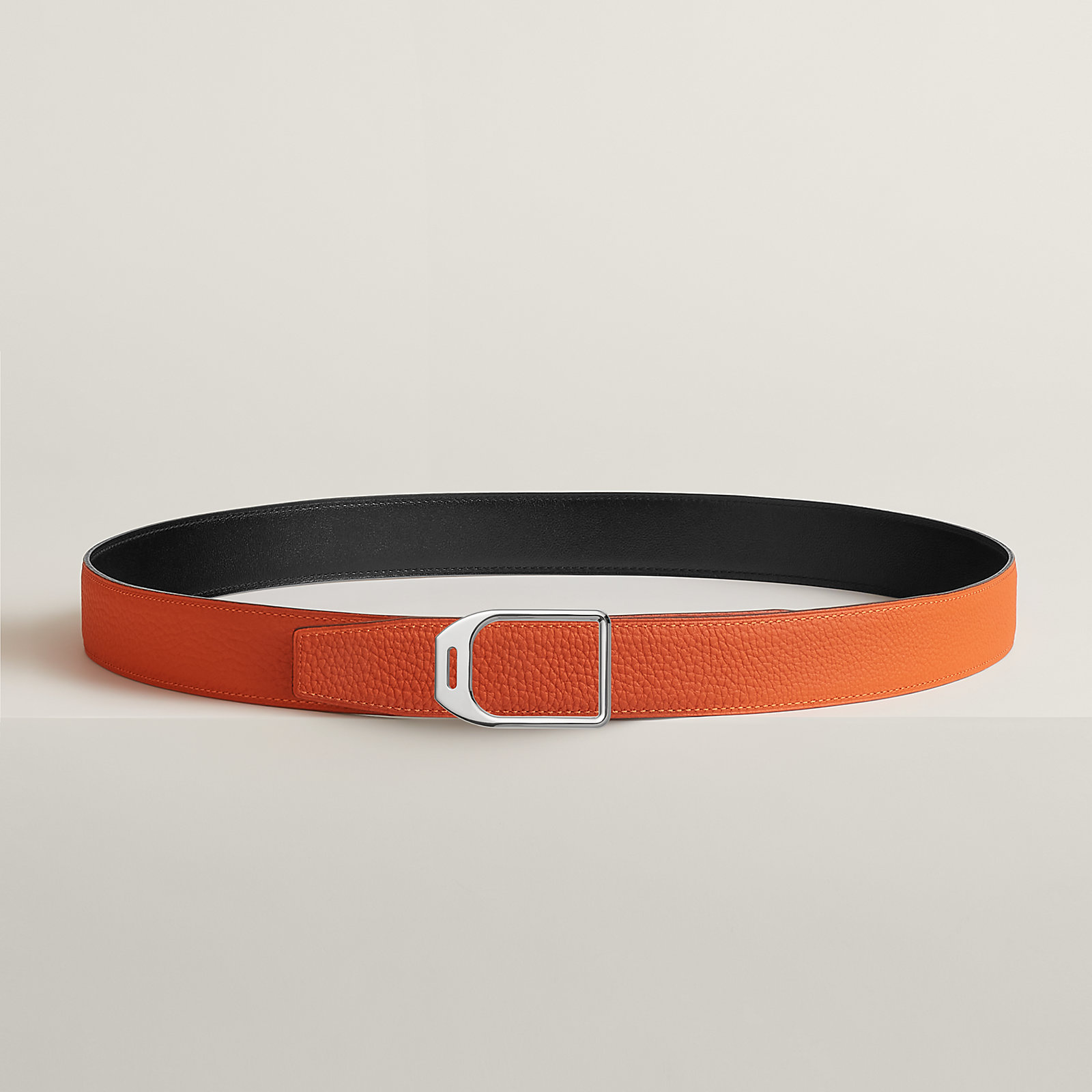 Jockey belt buckle & Reversible leather strap 32 mm