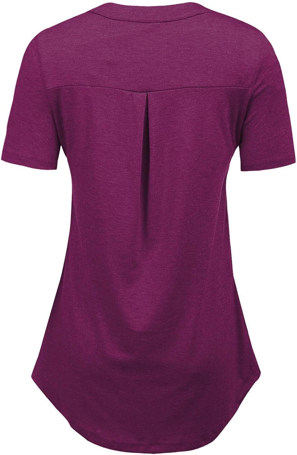 Damen Kurzarm Zip Quaste Long Shirt Business Casual Arbeit Büro Shirt