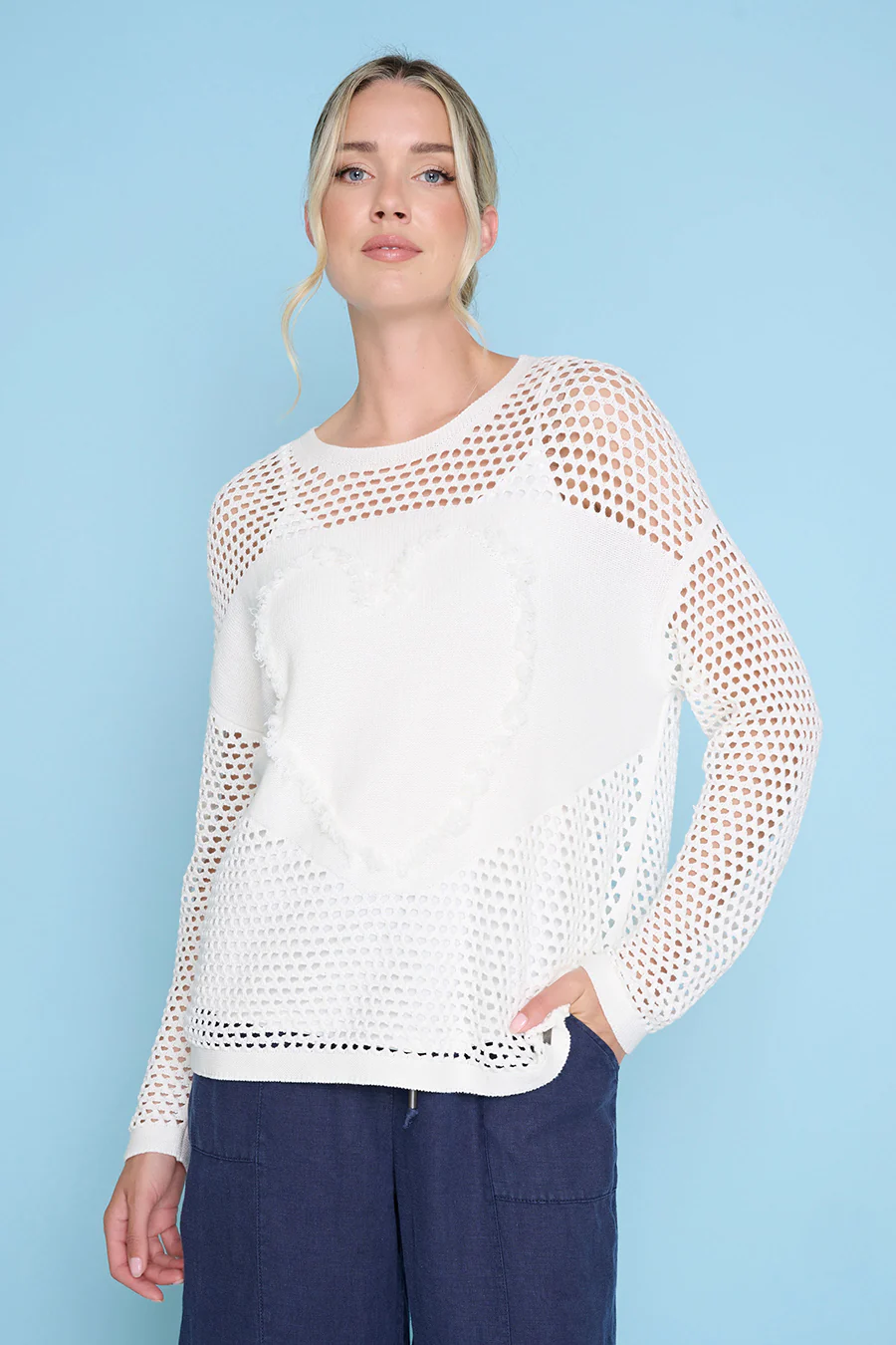 Open-Knit Heart Top