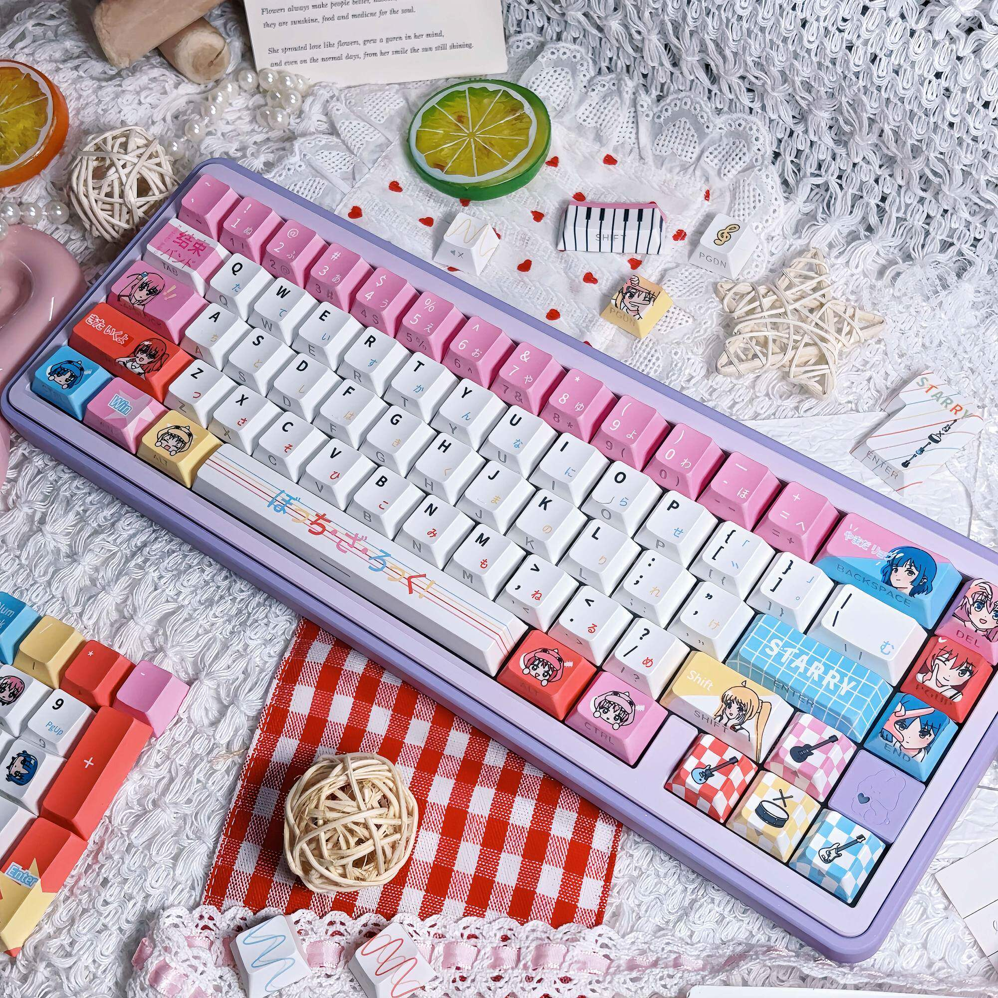 Bocchi the Rock! Kessoku Band Double-Printed Keycap Set – Cherry Profile PBT Dye-Sublimation Mini Kit – Shine-Through