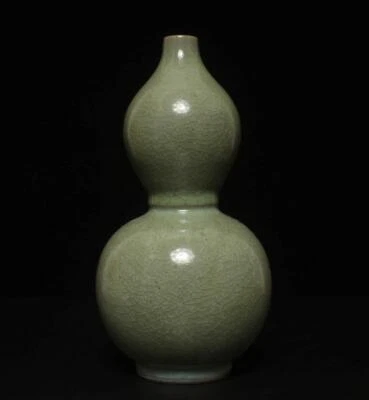 23CM Xuanzheng Signed Old Chinese Ru Yao Ru Kiln Gourd Vase