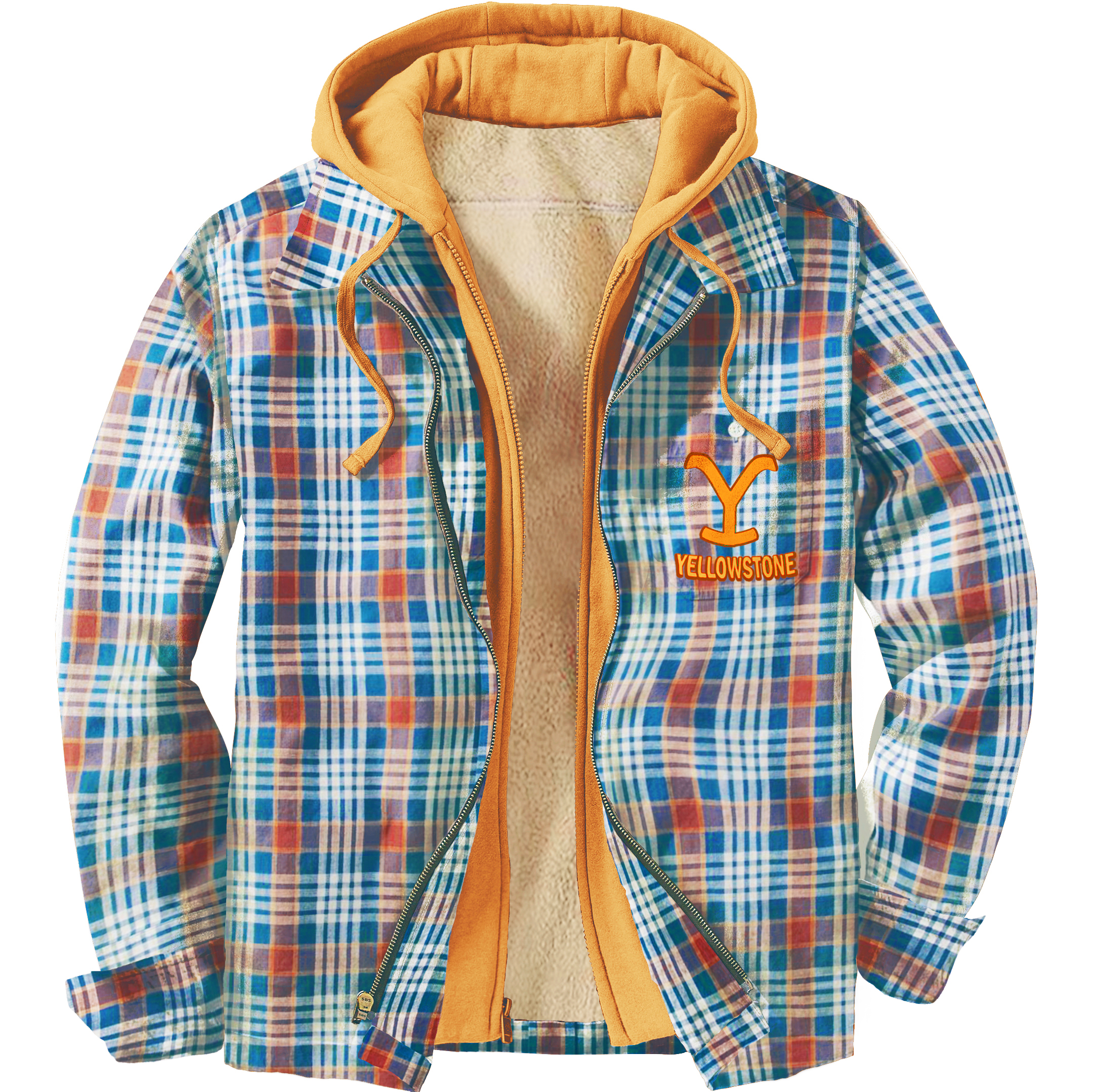Men's Unisex Fine Check Yellowstone Western Shirt Hooded Jacket