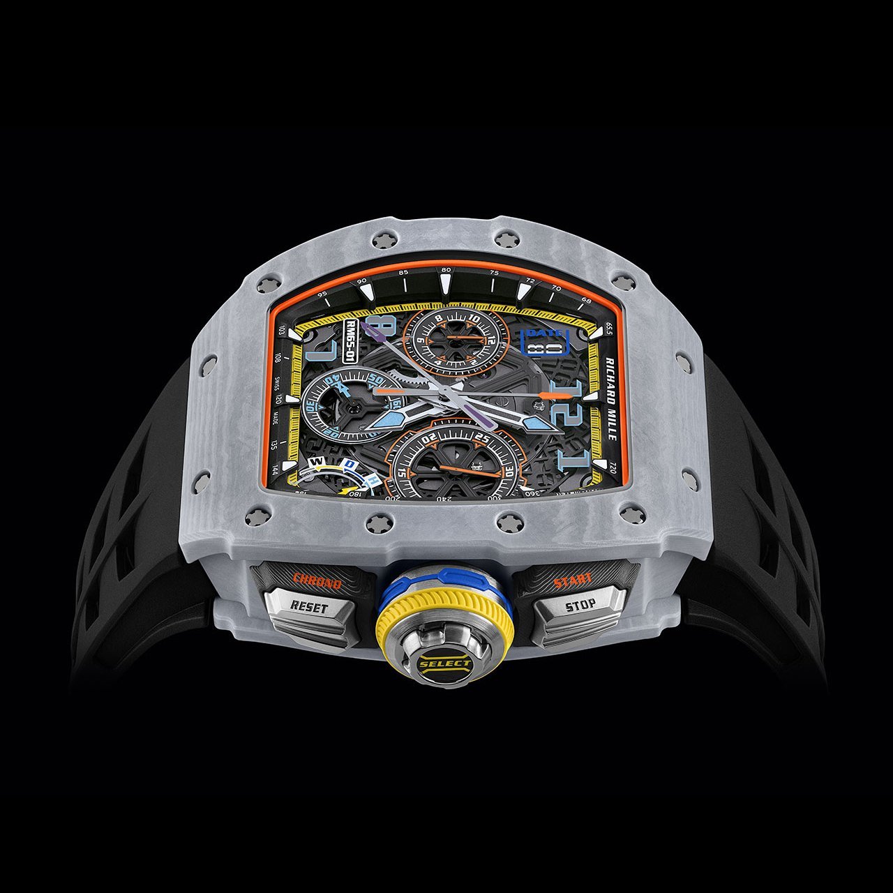 【7A Quality】Superclone Richard Mille 65-01 Automatic Split-Seconds Chronograph Pastek Grey Quartz TPT®