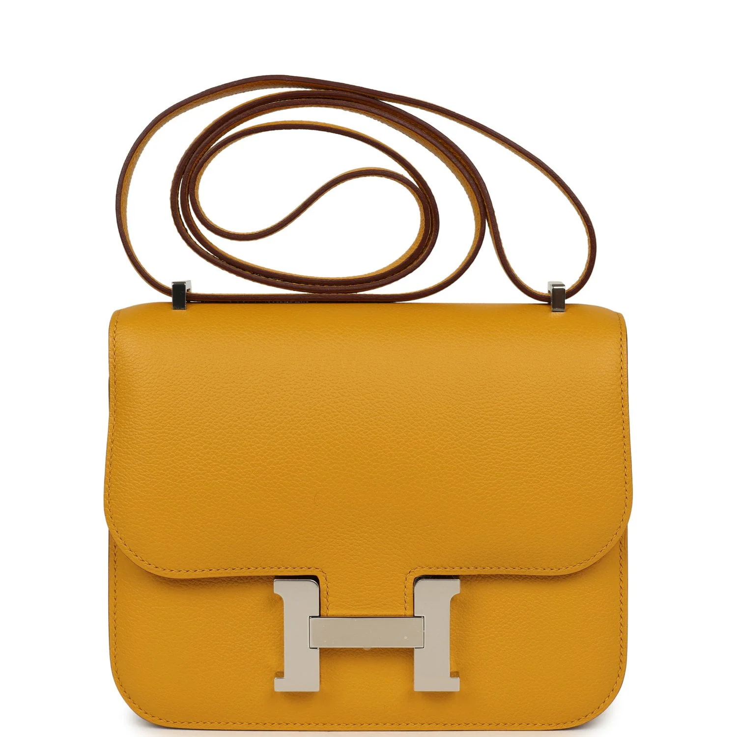 HERMÈS Constance 18 Jaune Ambre Verso Epsom Palladium Hardware