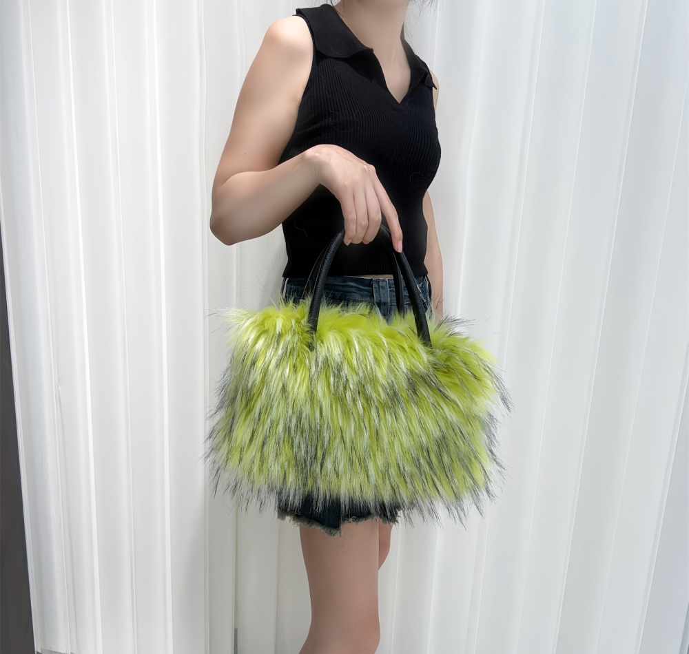 Imitation of raccoon fur messenger bag fur coat