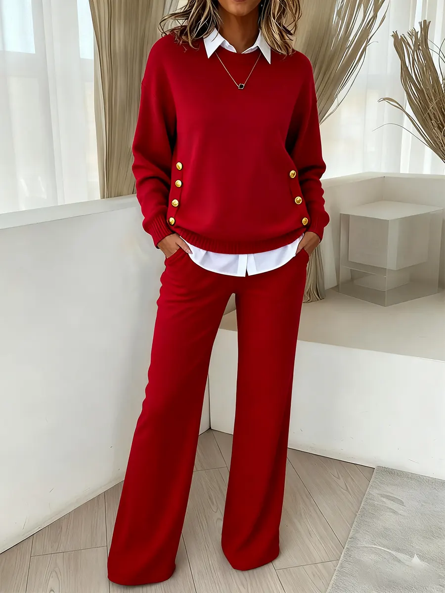 🌲 SALE🔥 Women's Comfortable Pullover Sweater and Pants Two-piece Set