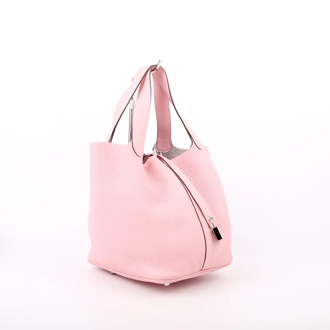 HERMÈS Picotin 22 Clemence Rose Sakura/Palladium