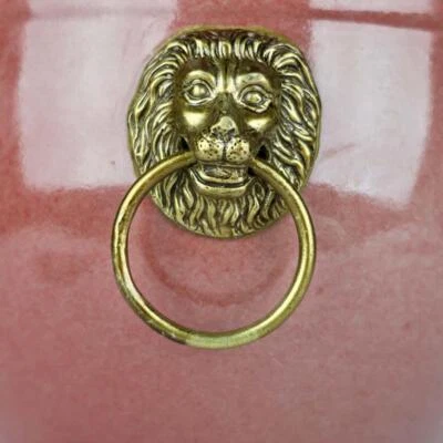 Kangxi Signed Old Chinese Red Glaze Pot w/lion N3891