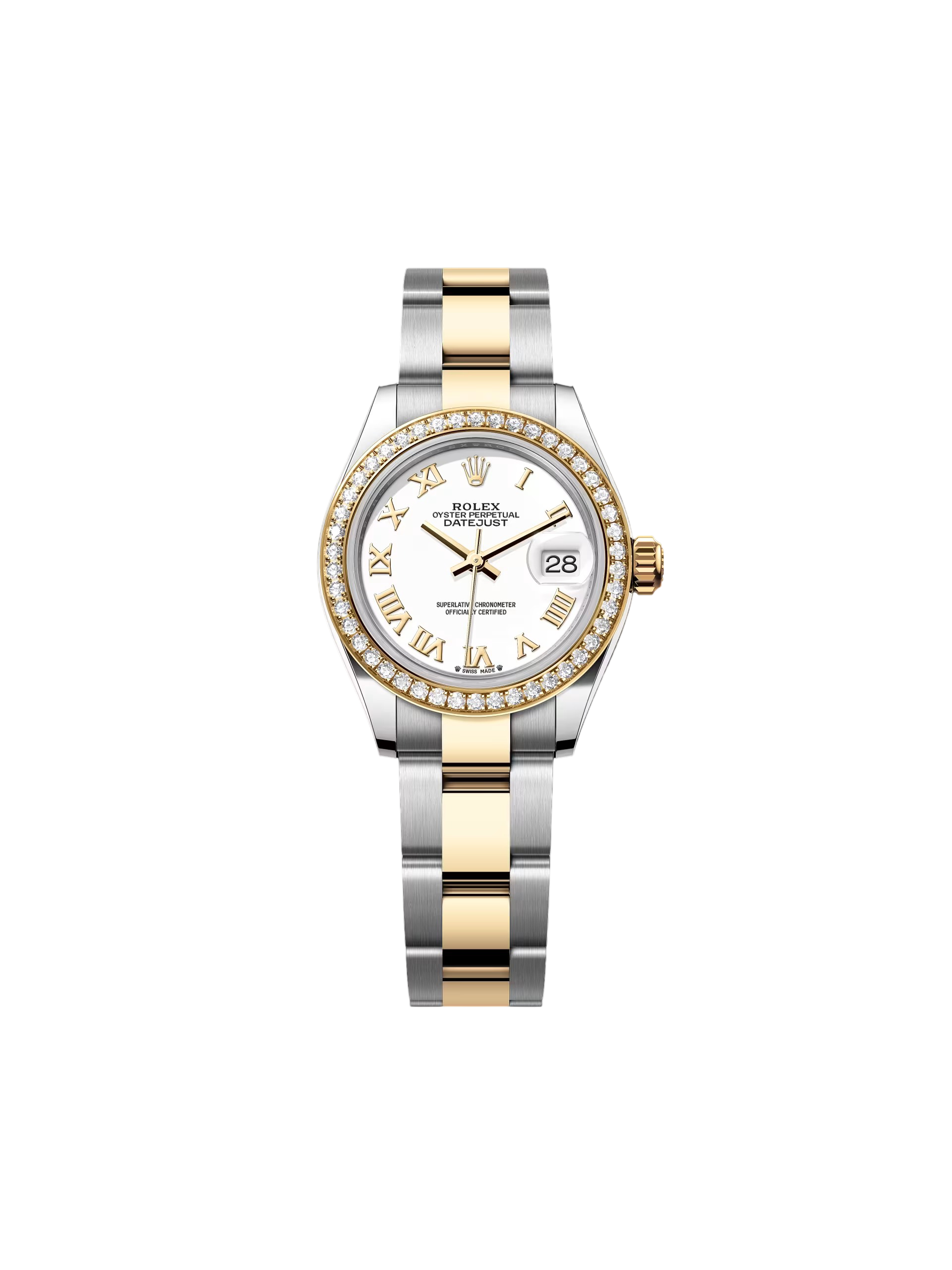 RLX Lady-Datejust 31mm 279383RBR White Roman Dial Yellow Rolesor Oyster Bracelet