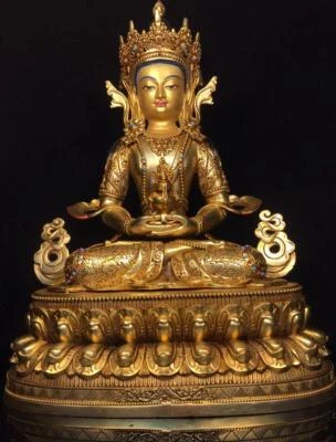 50CM Old Chinese Bronze Gilding Statue Buddha CK333