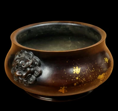 Xuande Signed Old Chinese Red Copper Handmade Incense Burner w/lion N3844