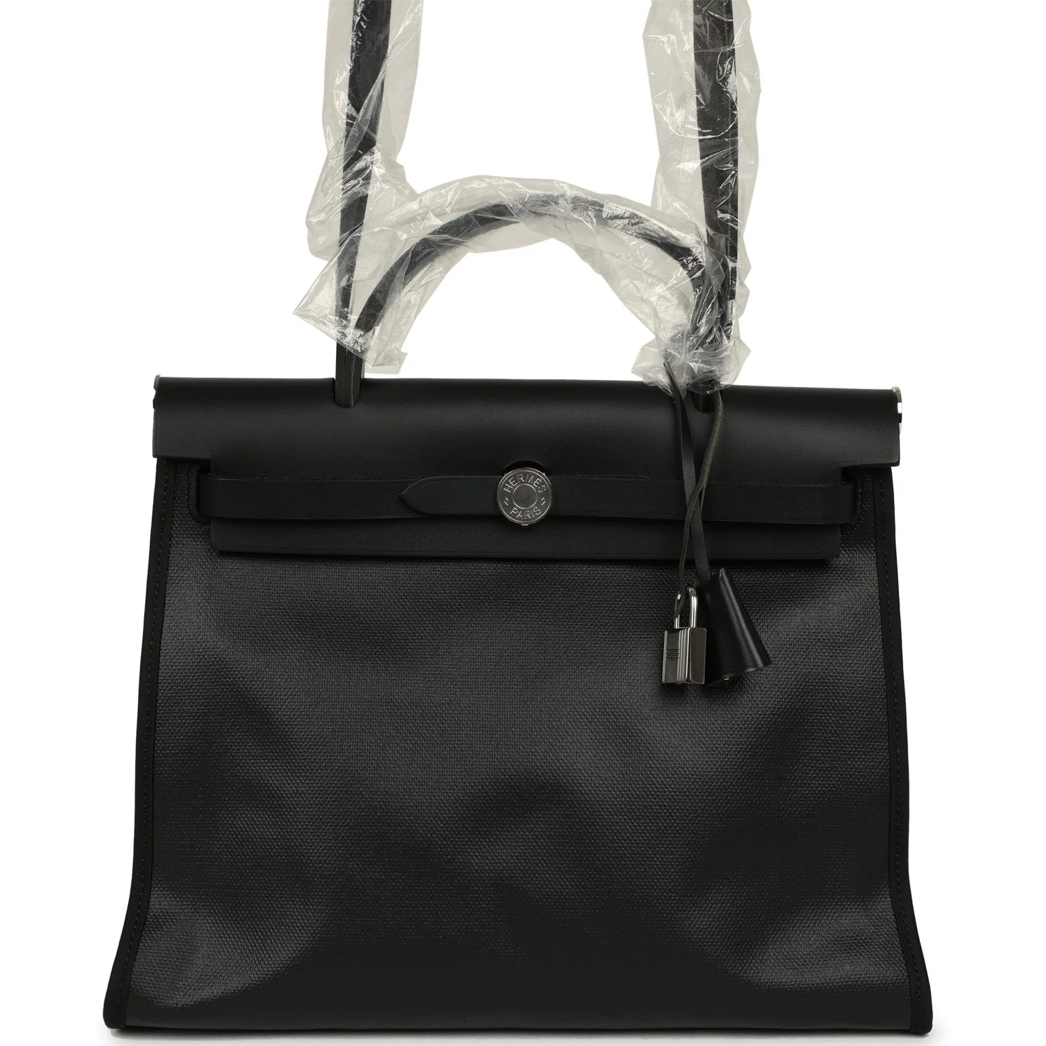 HERMÈS Herbag Zip PM 31 Black Toile H Berline, Black Hunter Palladium Hardware