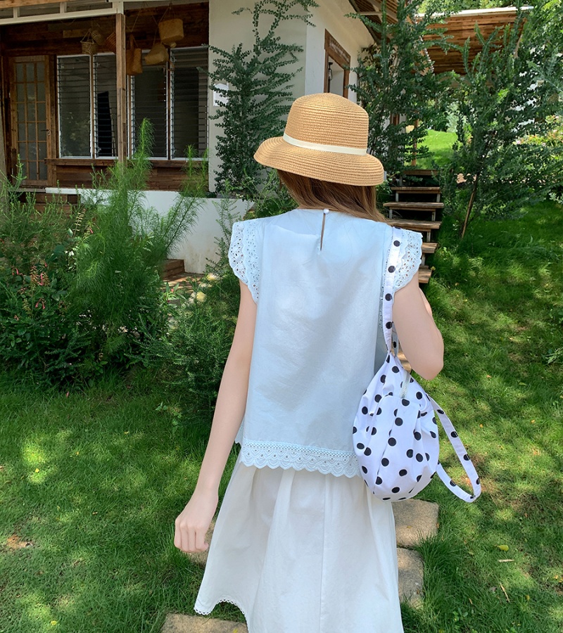 Round neck shirt sleeveless doll shirt for women