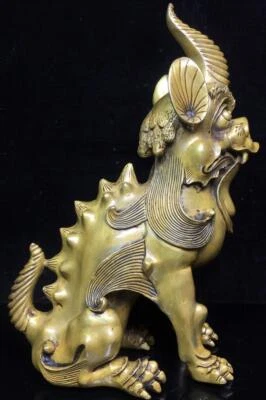 27CM Old Chinese Bronze Statue Kylin CK404