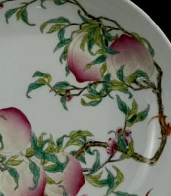 Yongzheng Signed Old Chinese Famille Rose Dish W/peach N1267
