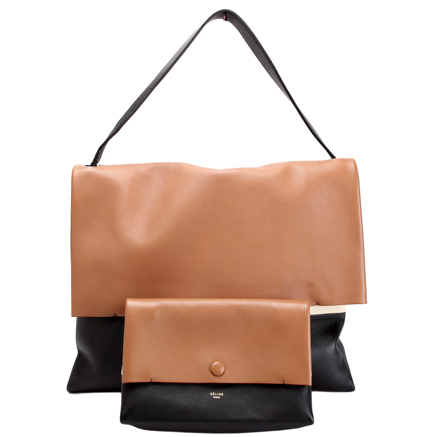 CELINE All Soft With Pouch Shoulder Leather Brown/Black