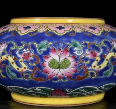 Qianlong Signed Old Chinese Colour Enamel Brush Washer W/dragon N3289