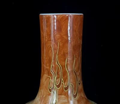 Qianlong Signed Old Chinese Colour Enamel Gilding Vase W/dragon N862