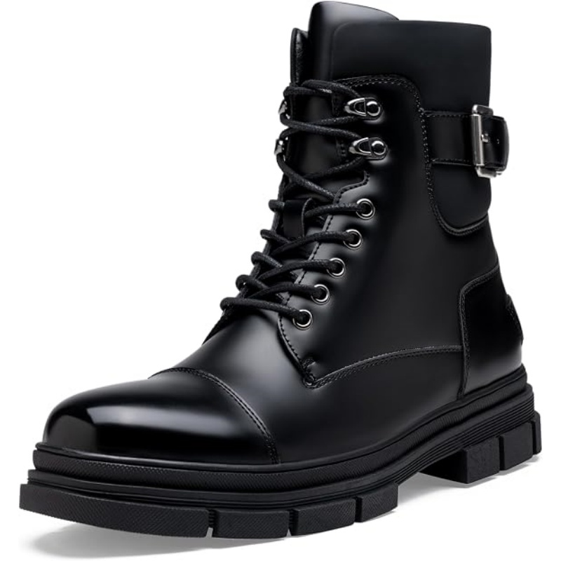 Men's Lace Up Zipper Combat Motorcycle Fashion Ankle Boots