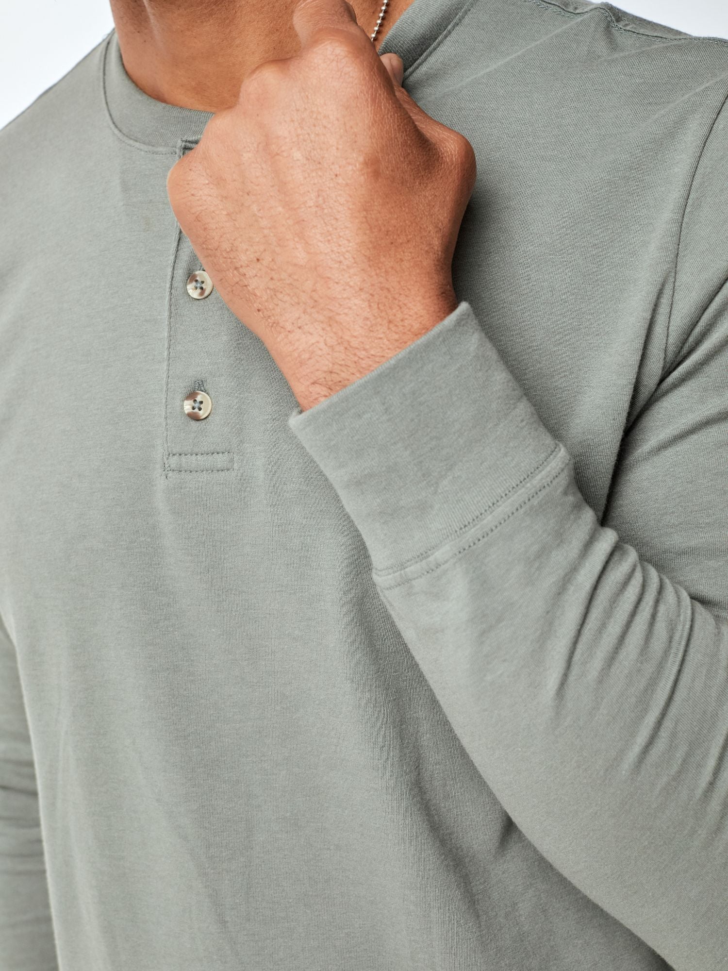 Mercury Green Long Sleeve Henley