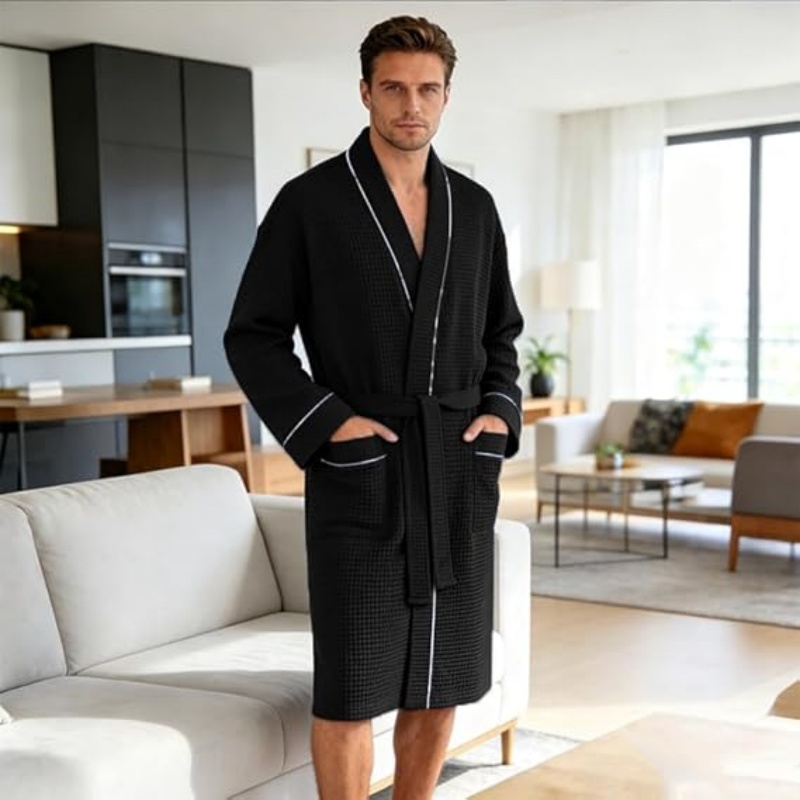 Men's Cotton Waffle Kimono Robe