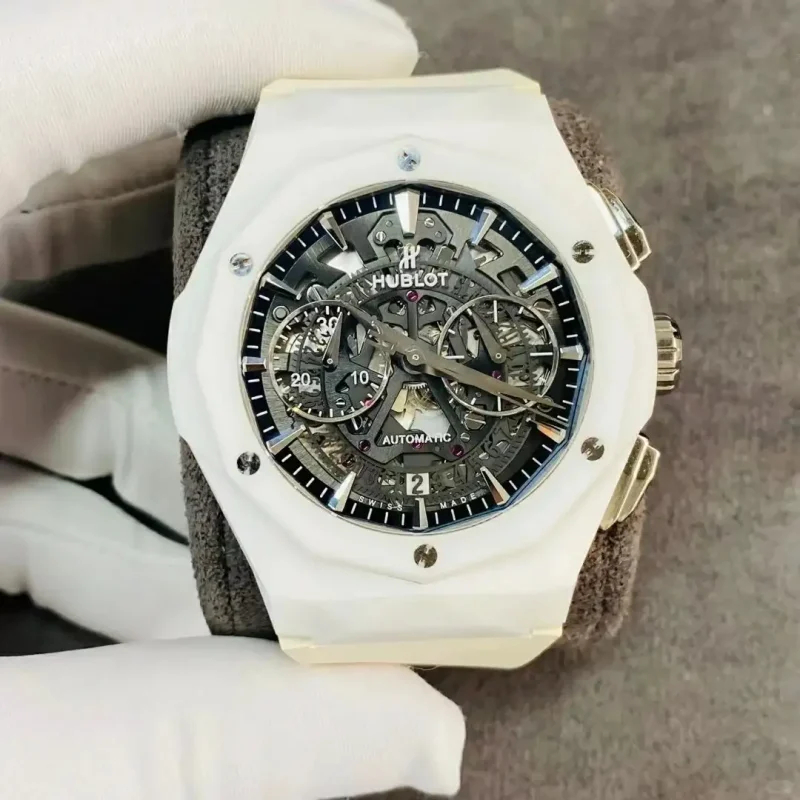 Hublot Classic Fusion Aerofusion Chronograph Orlinski White Ceramic Limited Edition 45mm Skeleton Sapphire Dial Rubber Strap 525.HI.0170.RW.ORL21