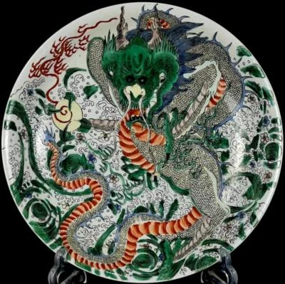 Kangxi Signed Old Chinese Wucai Dish W/dragon CK534