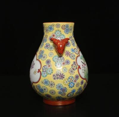 Yongzheng Signed Antique Chinese Famille Rose Vase W/flower