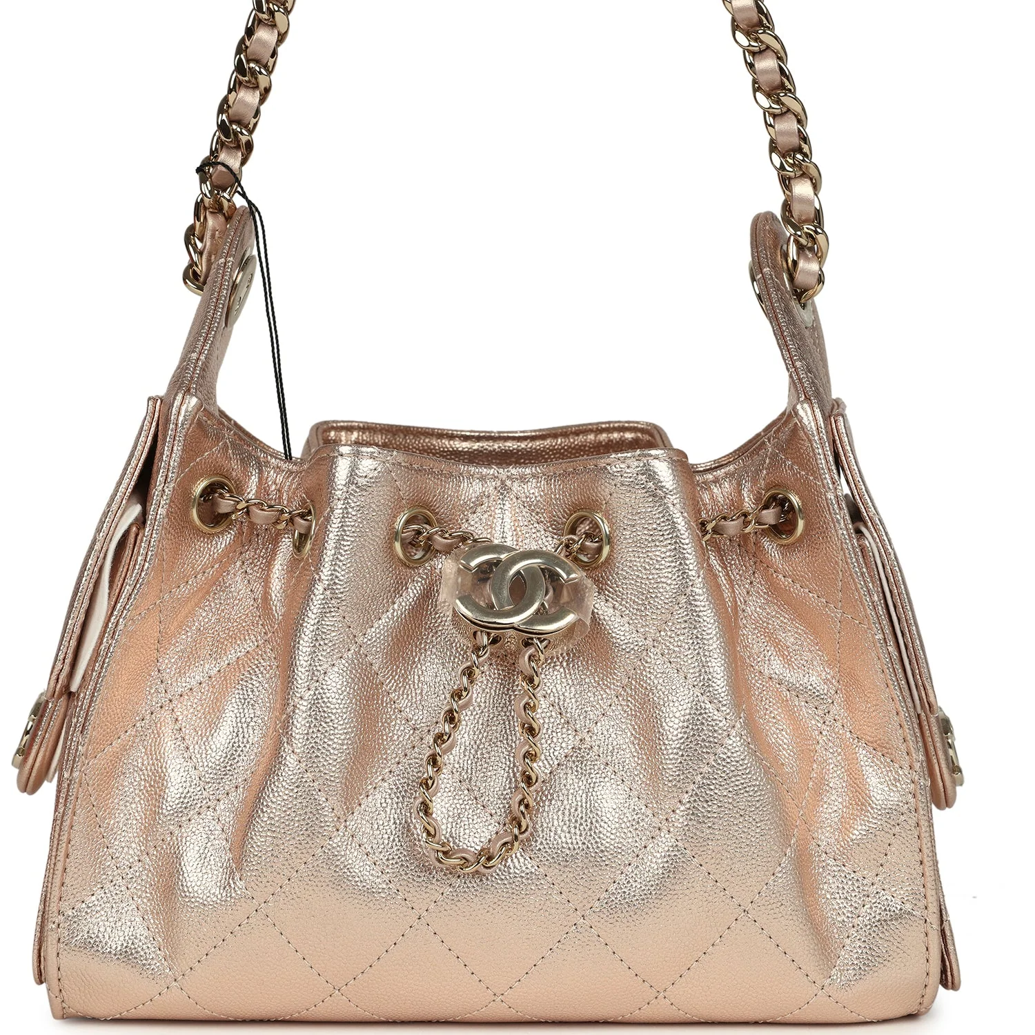 CHANEL Mini 25 Hobo Bag Metallic Rose Gold Caviar Caviar Light Gold Hardware