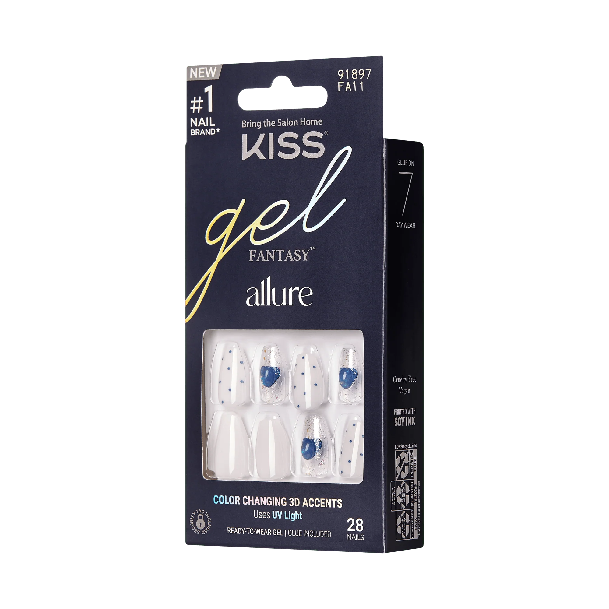 KISS Gel Fantasy Allure Press On Glue Nails - Hottiest Thing