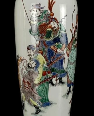 29CM Kangxi Signed Old Chinese Wucai Vase W/figure N1269