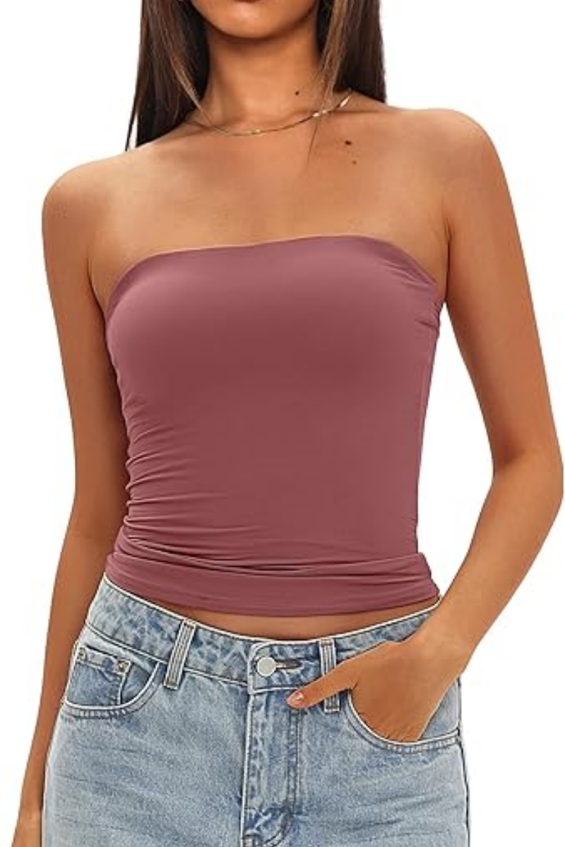 ELOWENA Womens Padded Tube Tops Bulit in Bra