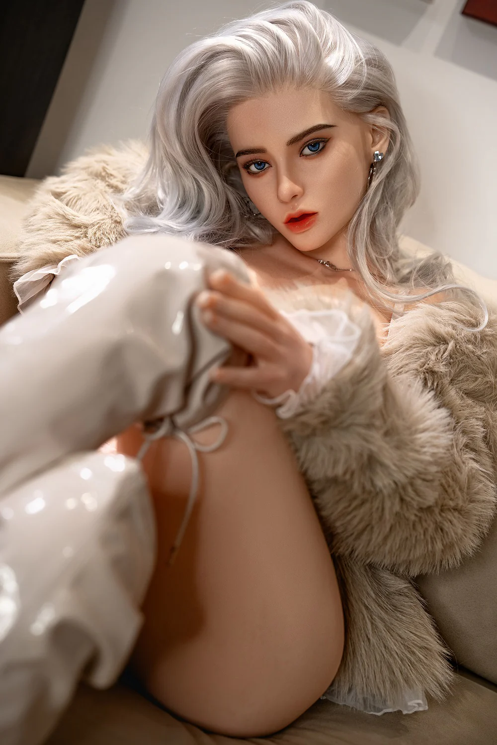 US Stock - Lara 5ft38/ 164cm #M12 ROS Silicone Head TPE Body Big Tits Premium Full Body Realistic Sex Doll For Blowjob