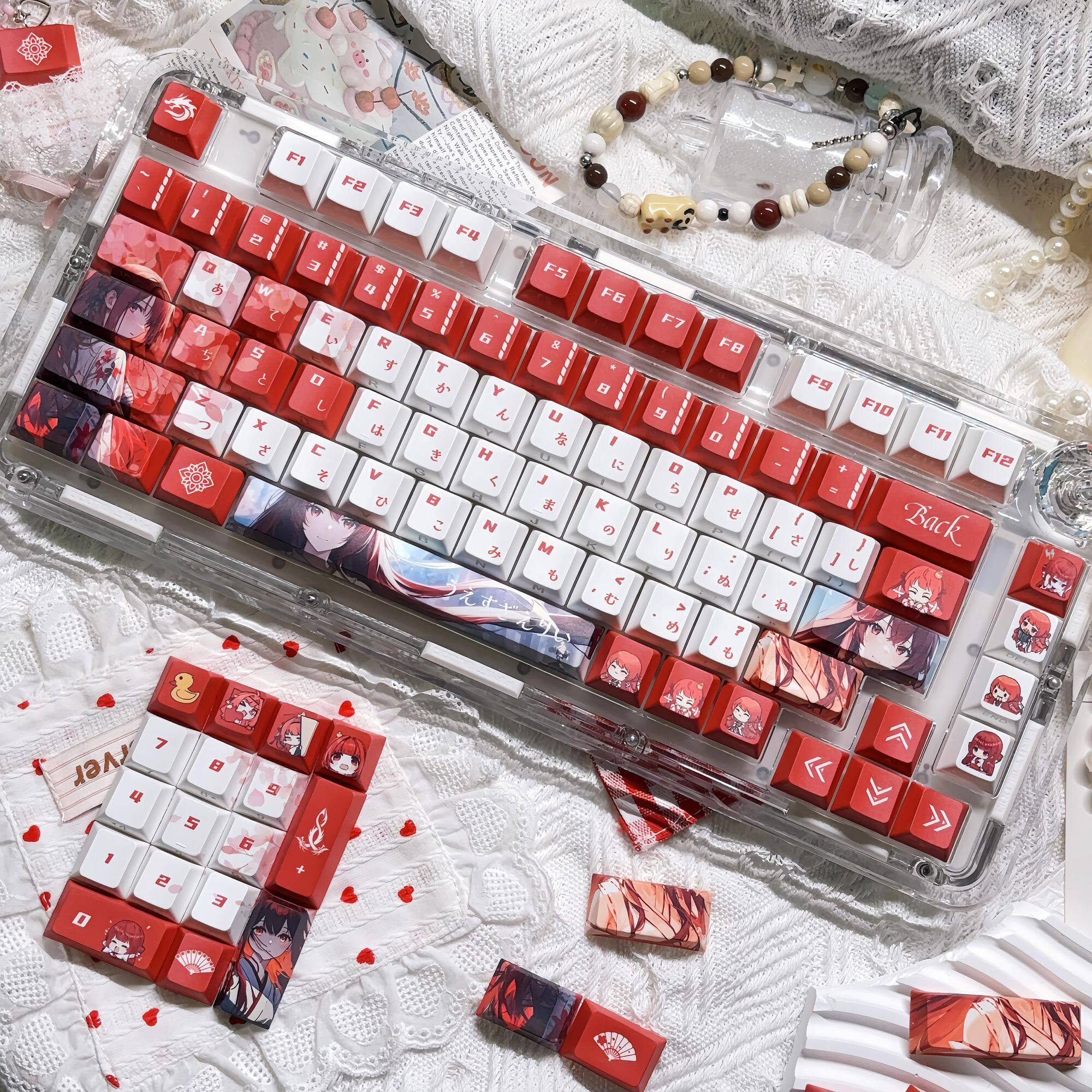 Yui Uesugi Themed Double-Printed Keycap Set – Cherry Profile PBT 5-Side Dye-Sublimation Mini Kit – Shine-Through