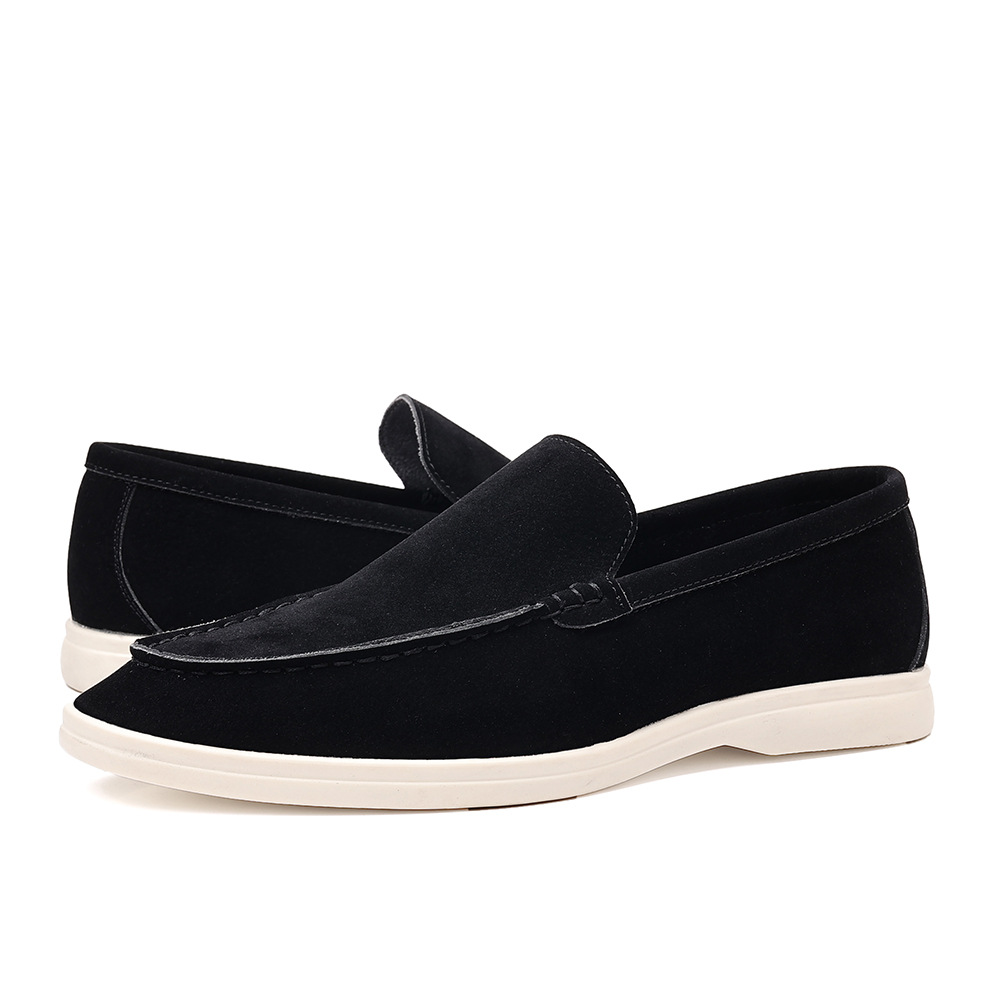 Men's Suede Round Toe Slip-On Contrast Sole Loafers