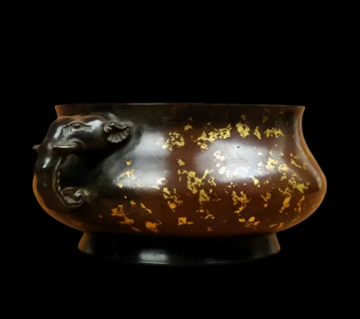 Xuande Signed Old Chinese Red Copper Handmade Incense Burner w/elephant N3780