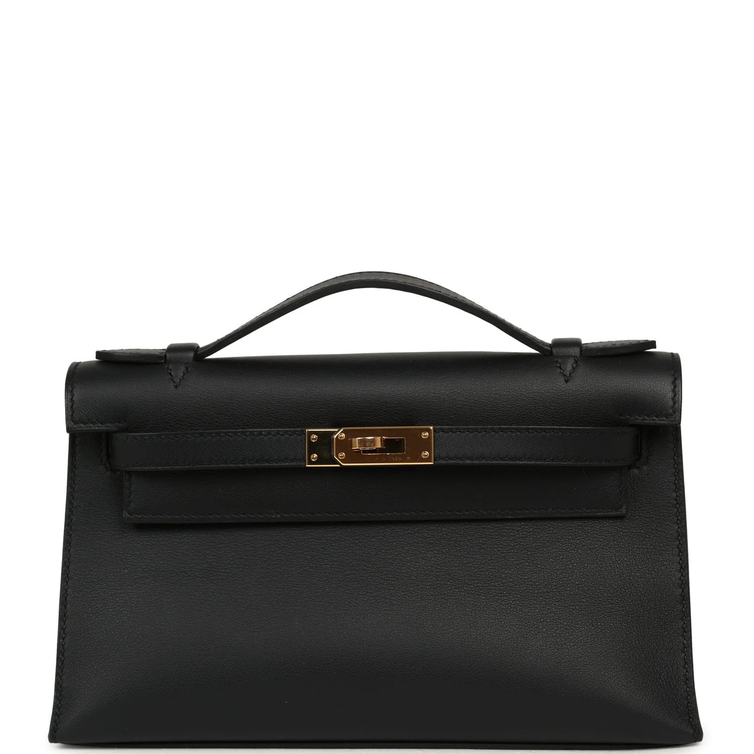 HERMÈS Kelly Pochette Black Swift Rose Gold Hardware