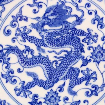 Yongzheng Signed Old Chinese Blue and White Dish Plate W/dragon N1368