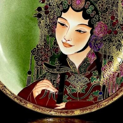 Yongzheng Signed Old Chinese Famille Rose Dish Plate W/lady Q154