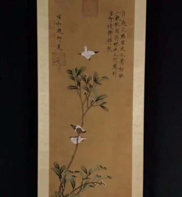 Zhao Ji Signed Chinese Hand Painted Calligraphy Scroll w/bird N2764