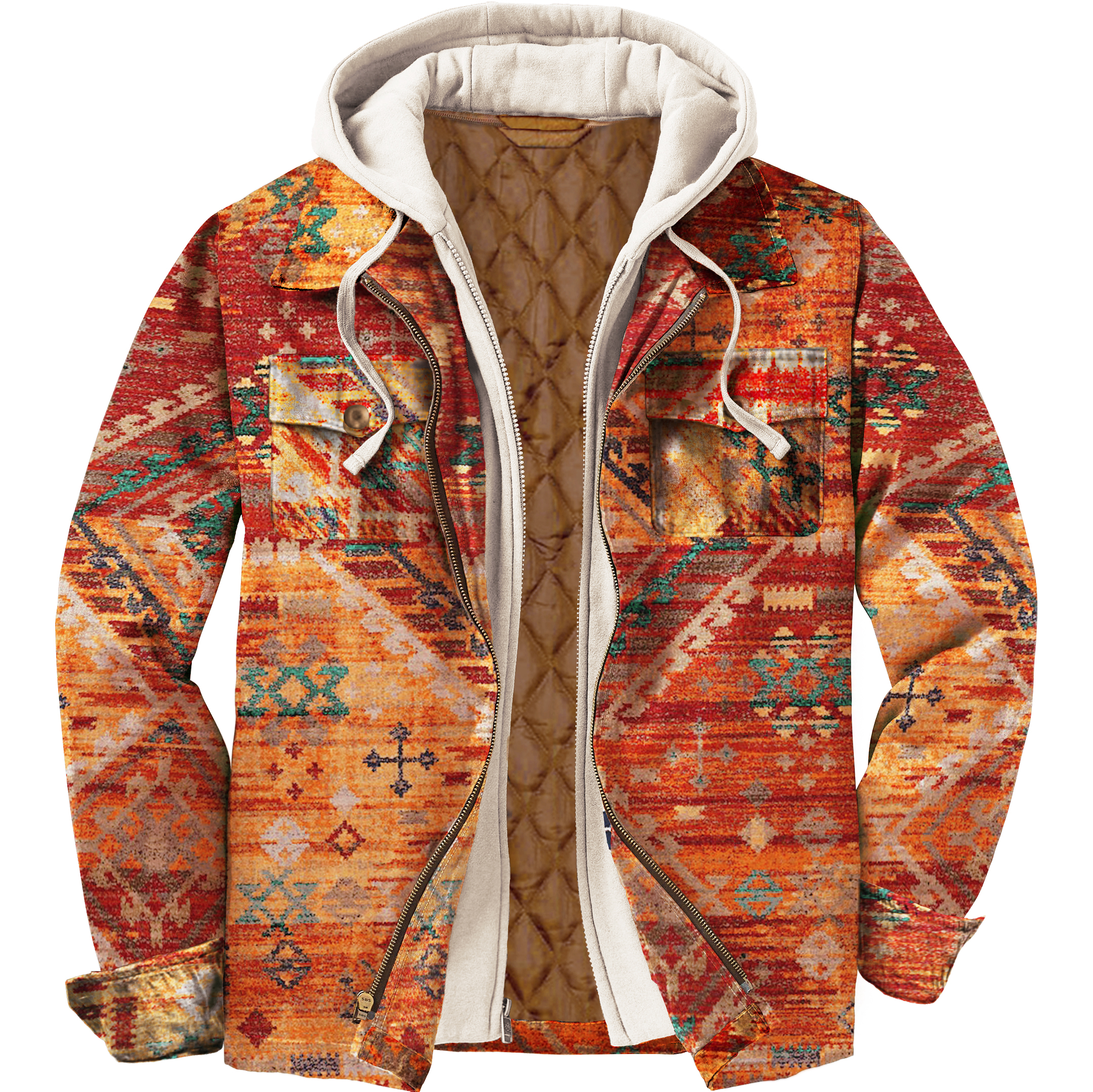 Men's Tribal Western Print Hooded Jacket
