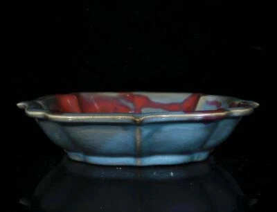Xuanhe Signed Old Chinese Jun Yao Jun Kiln Dish w/poem N1995