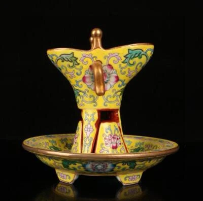 Yongzheng Signed Old Chinese Colour Enamel Cup W/flower N1358
