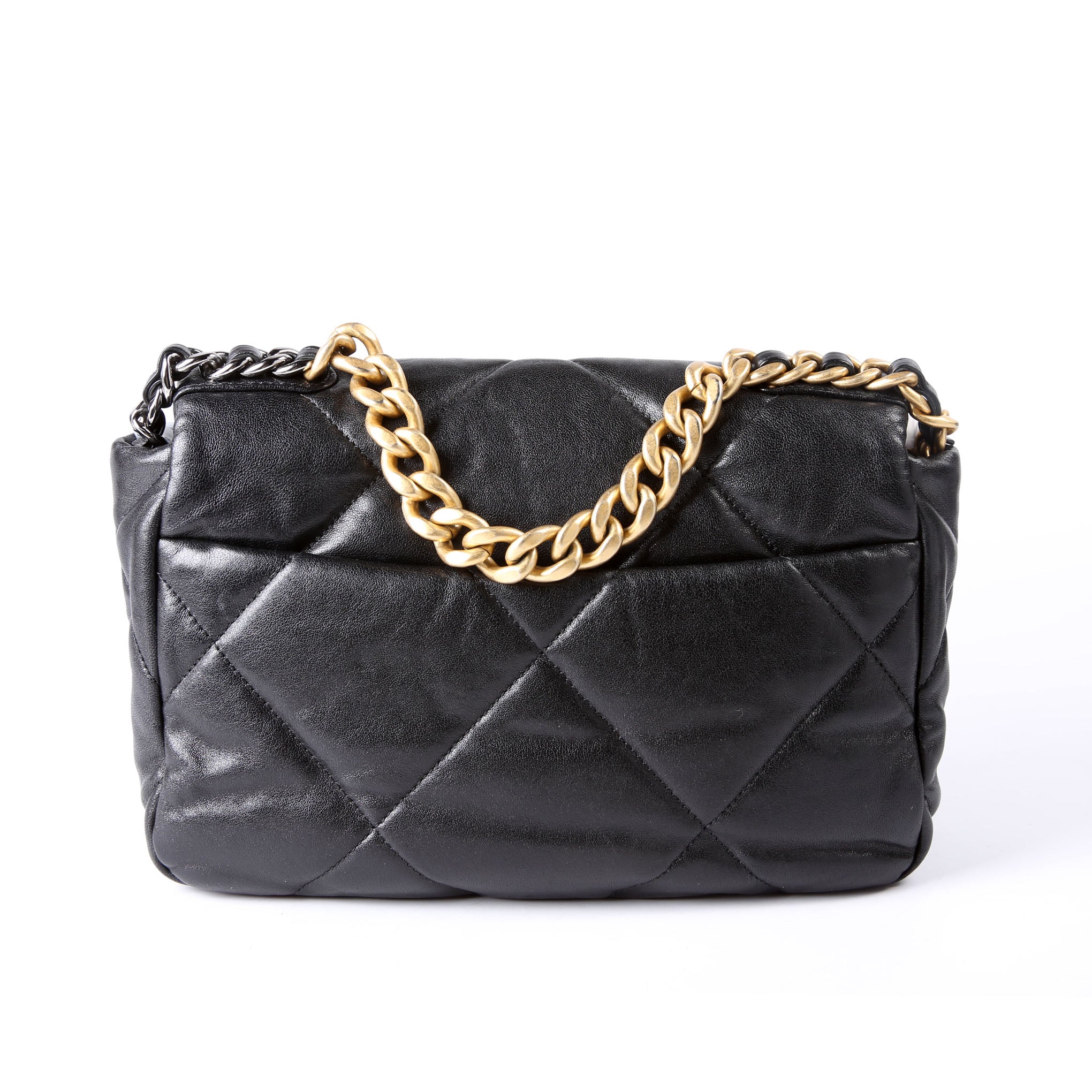 CHANEL Quilted Goatskin 19 Small Flap 30M Black