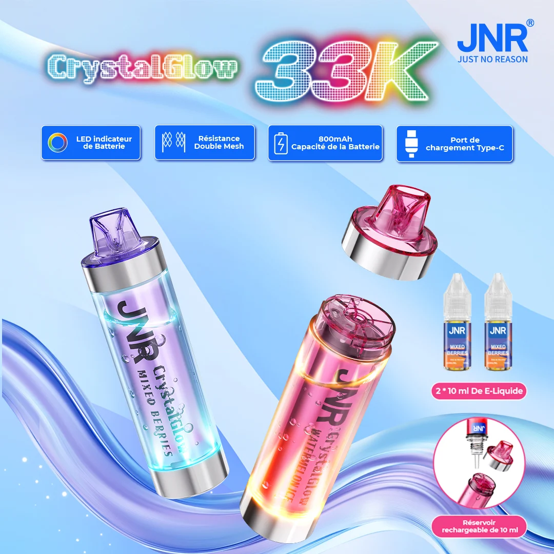 JNR Crystal Glow 33K Puffs - Kit Pod Remplissable et Rechargeable - JNR VIP