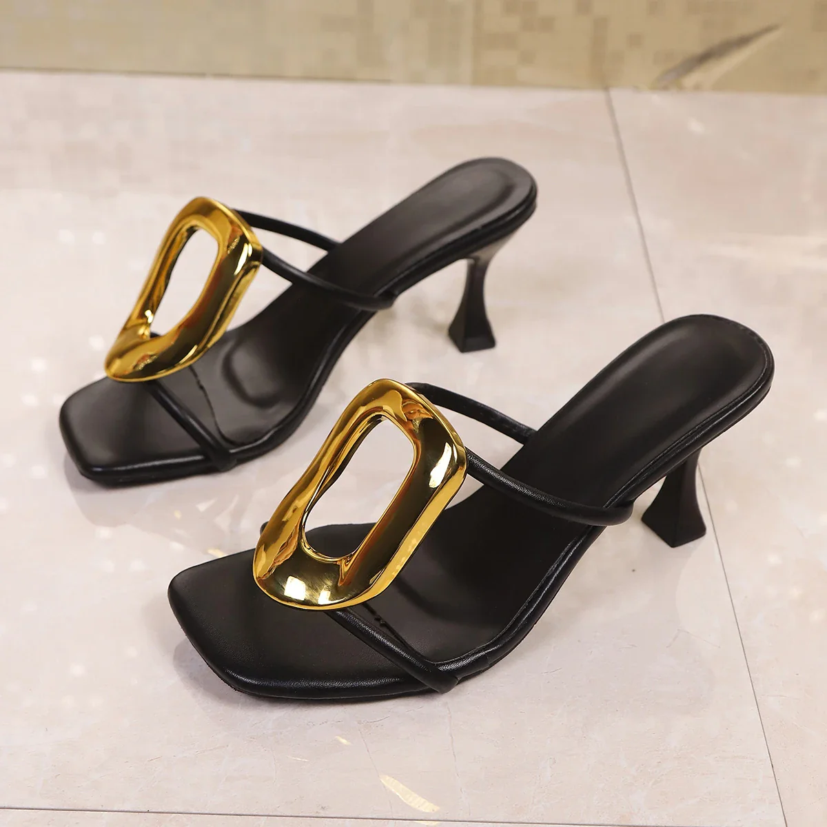 Women High Heel Sandals 2025 New Summer Beach Slippers Luxury Sandals