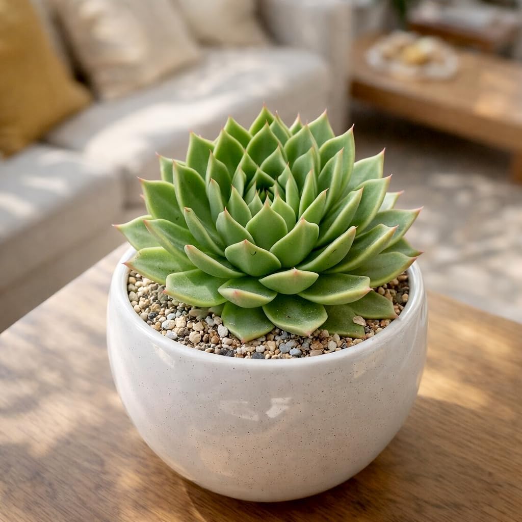 Echeveria Agavoides Dark Green Succulent – Elegant Rosette Plant with Eco Bamboo Pot