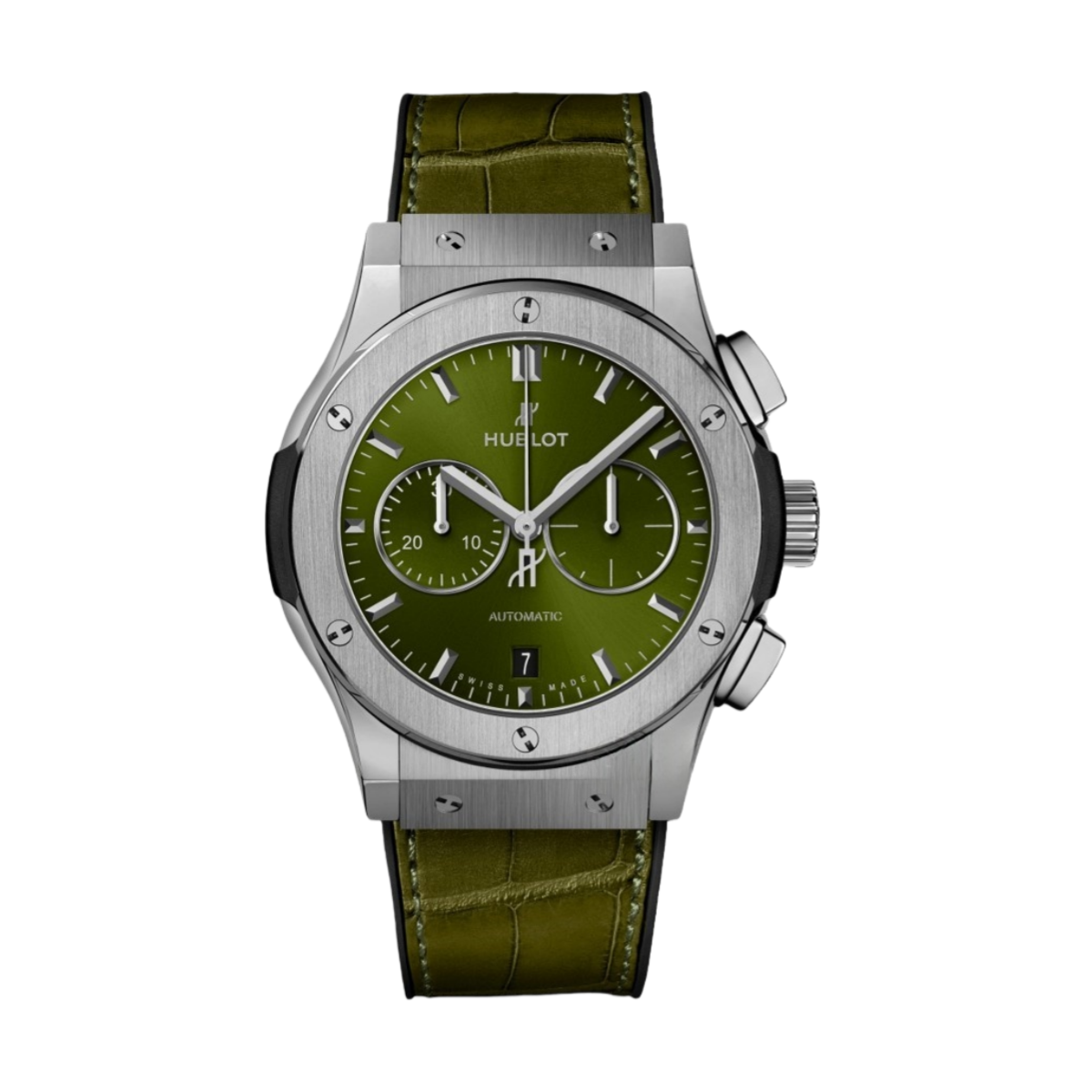 Hublot  Classic Fusion Chronograph 42mm Green Dial Titanium Men's Watch 42mm 541.NX.8970.LR