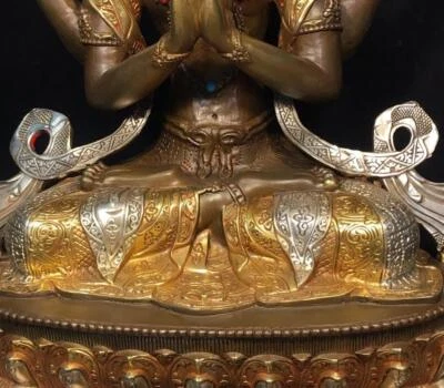 46CM Old Chinese Bronze Gilding Statue Buddha Q116