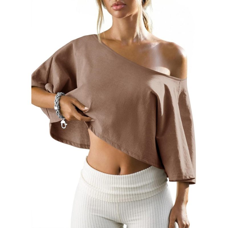 Women's Off The Shoulder Cropped Tops Batwing